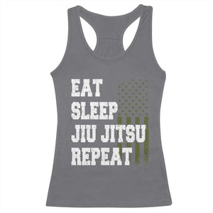 Eat Sleep Jiu Jitsu Repeat Racerback Tank Top Cool JiuJitsu BJJ American Flag TS10 Charcoal Print Your Wear