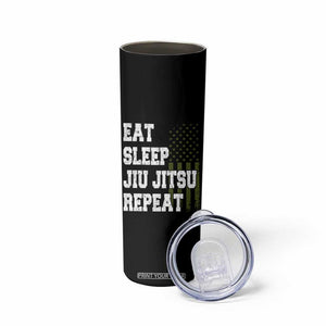 Eat Sleep Jiu Jitsu Repeat Skinny Tumbler Cool JiuJitsu BJJ American Flag TS10 Print Your Wear