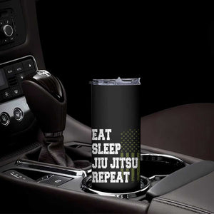 Eat Sleep Jiu Jitsu Repeat Skinny Tumbler Cool JiuJitsu BJJ American Flag TS10 Print Your Wear