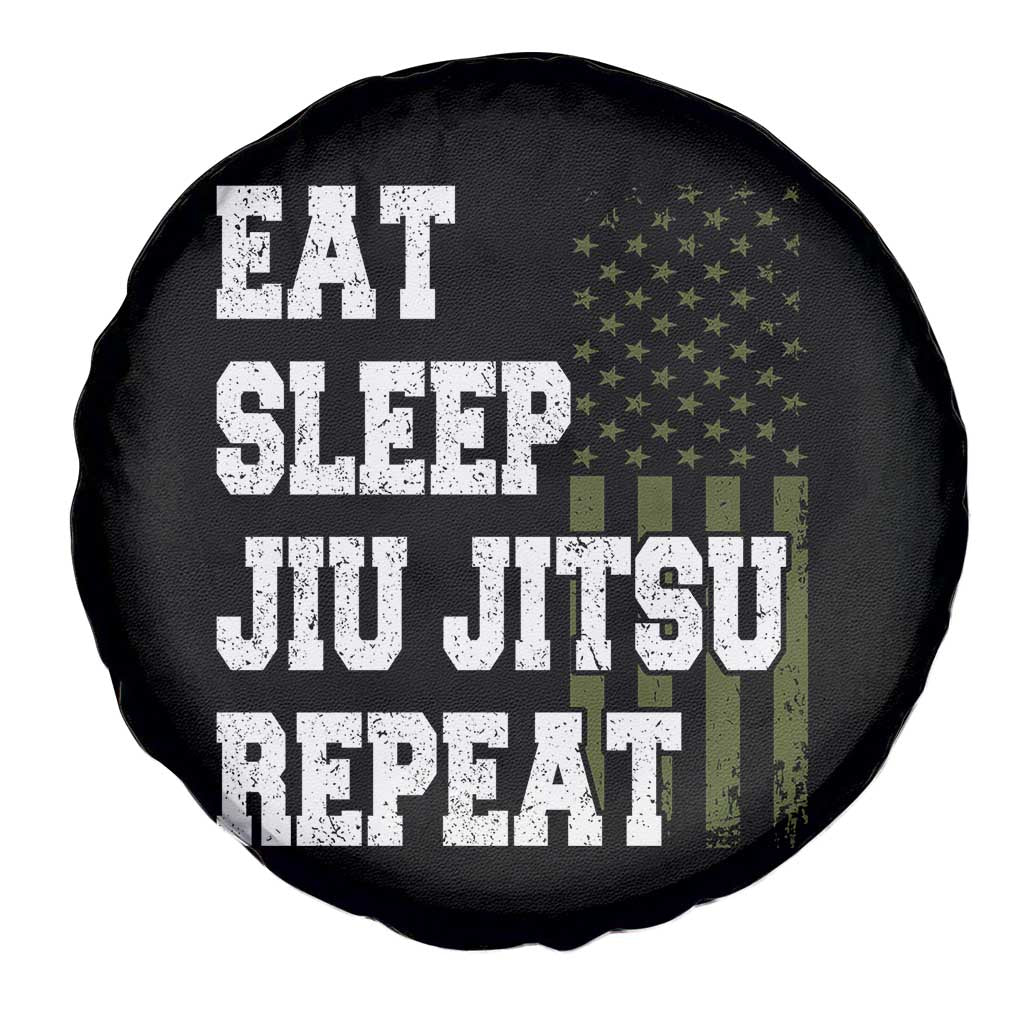 Eat Sleep Jiu Jitsu Repeat Spare Tire Cover Cool JiuJitsu BJJ American Flag TS10 Print Your Wear
