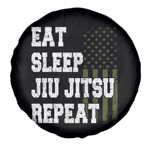 Eat Sleep Jiu Jitsu Repeat Spare Tire Cover Cool JiuJitsu BJJ American Flag TS10 Print Your Wear