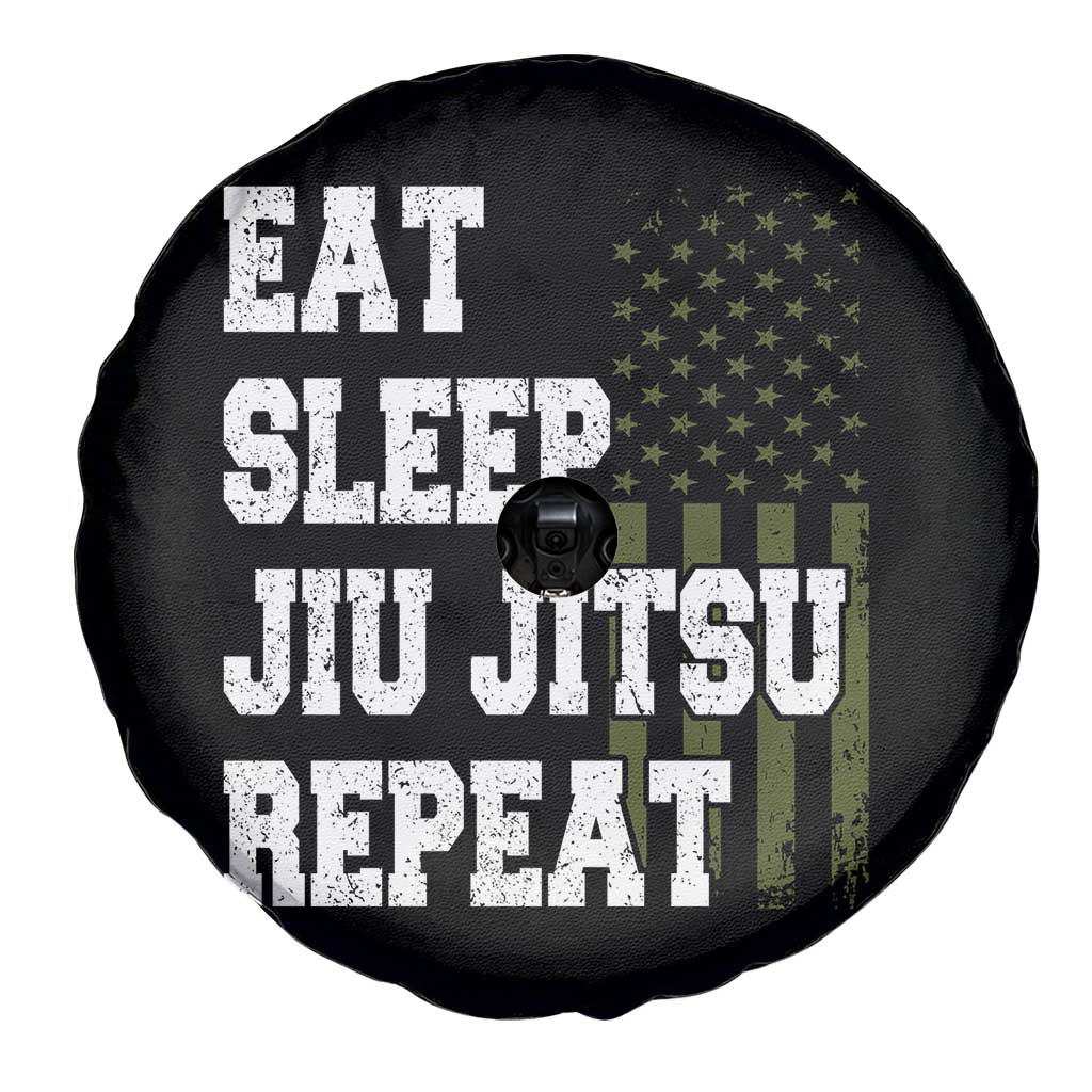 Eat Sleep Jiu Jitsu Repeat Spare Tire Cover Cool JiuJitsu BJJ American Flag TS10 Print Your Wear