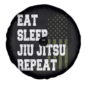 Eat Sleep Jiu Jitsu Repeat Spare Tire Cover Cool JiuJitsu BJJ American Flag TS10 Print Your Wear