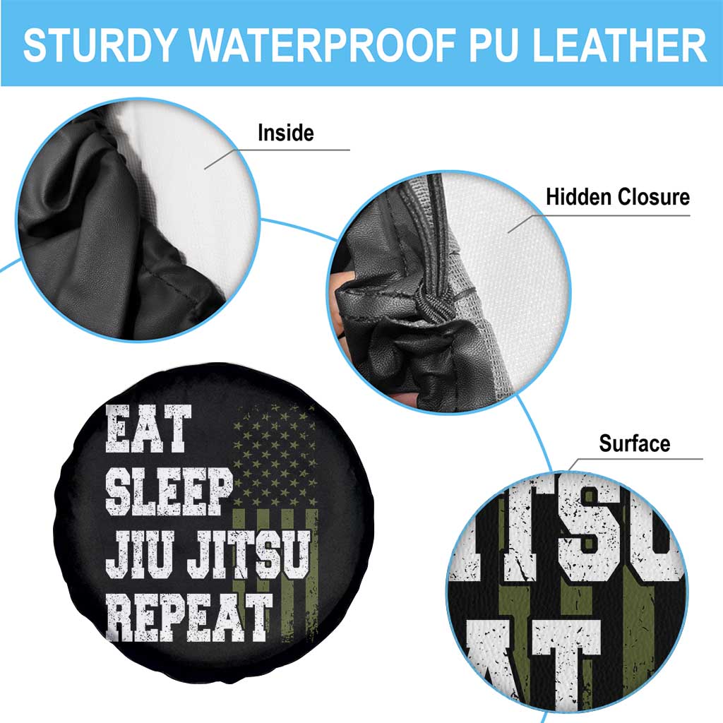 Eat Sleep Jiu Jitsu Repeat Spare Tire Cover Cool JiuJitsu BJJ American Flag TS10 Print Your Wear