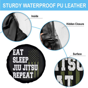 Eat Sleep Jiu Jitsu Repeat Spare Tire Cover Cool JiuJitsu BJJ American Flag TS10 Print Your Wear