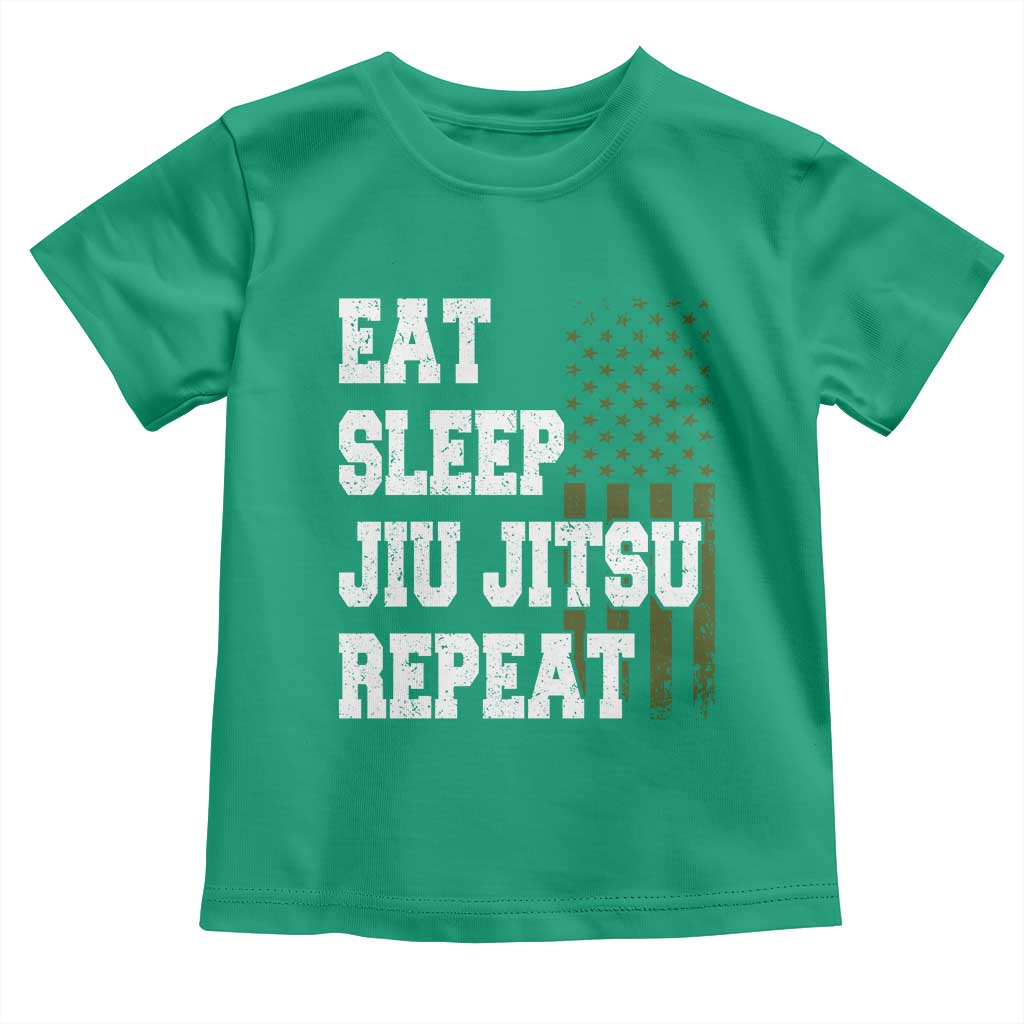 Eat Sleep Jiu Jitsu Repeat Toddler T Shirt Cool JiuJitsu BJJ American Flag TS10 Irish Green Print Your Wear