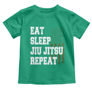 Eat Sleep Jiu Jitsu Repeat Toddler T Shirt Cool JiuJitsu BJJ American Flag TS10 Irish Green Print Your Wear