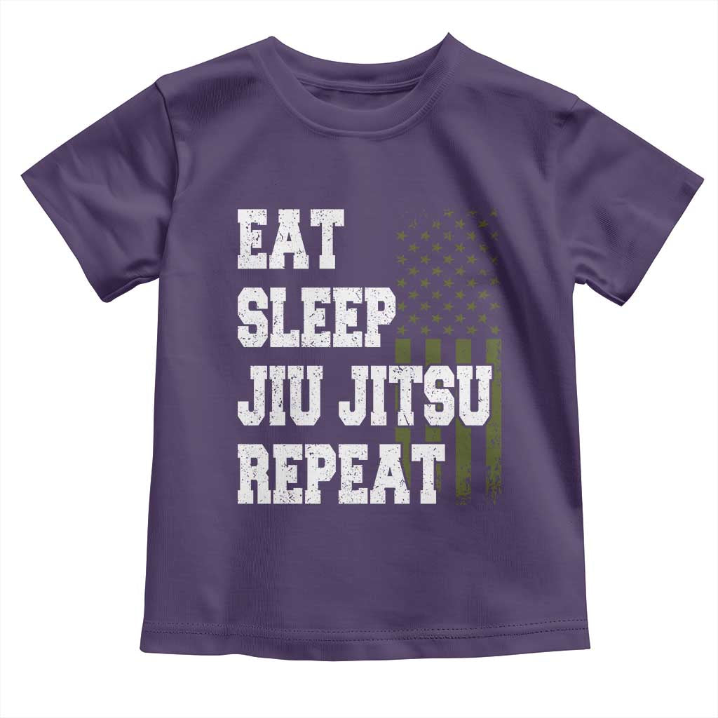 Eat Sleep Jiu Jitsu Repeat Toddler T Shirt Cool JiuJitsu BJJ American Flag TS10 Purple Print Your Wear