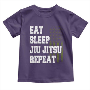 Eat Sleep Jiu Jitsu Repeat Toddler T Shirt Cool JiuJitsu BJJ American Flag TS10 Purple Print Your Wear