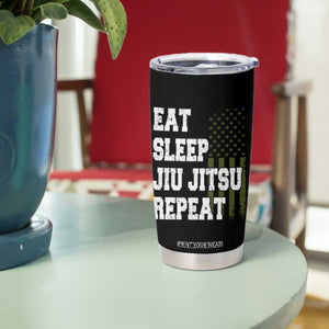 Eat Sleep Jiu Jitsu Repeat Tumbler Cup Cool JiuJitsu BJJ American Flag TS10 Print Your Wear