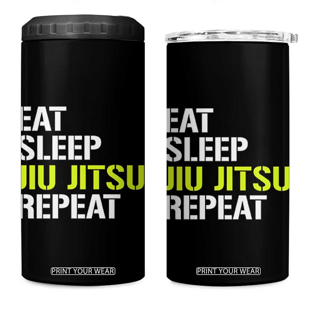 Eat Sleep Jiu Jitsu Repeat 4 in 1 Can Cooler Tumbler Cool JiuJitsu BJJ TS10 One Size: 16 oz Black Print Your Wear