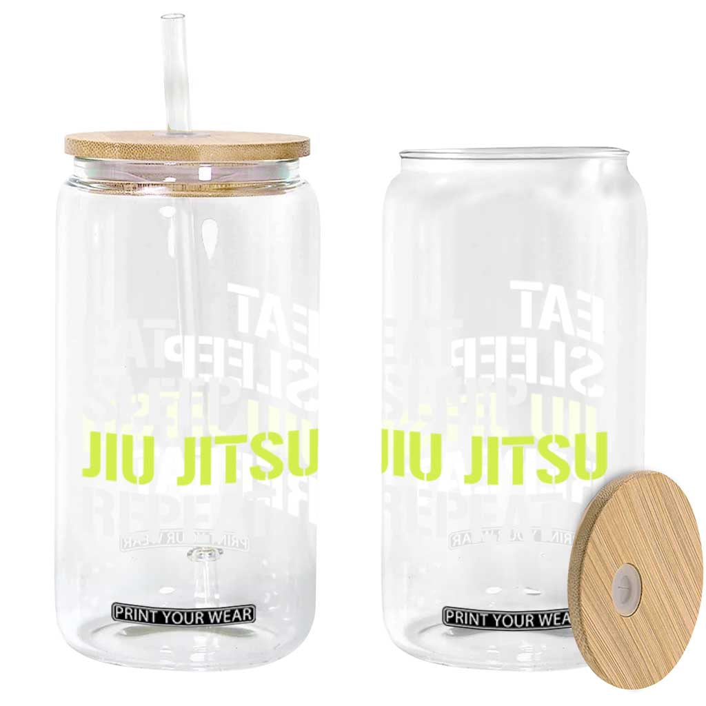 Eat Sleep Jiu Jitsu Repeat Glass Can Cool JiuJitsu BJJ TS10 Print Your Wear