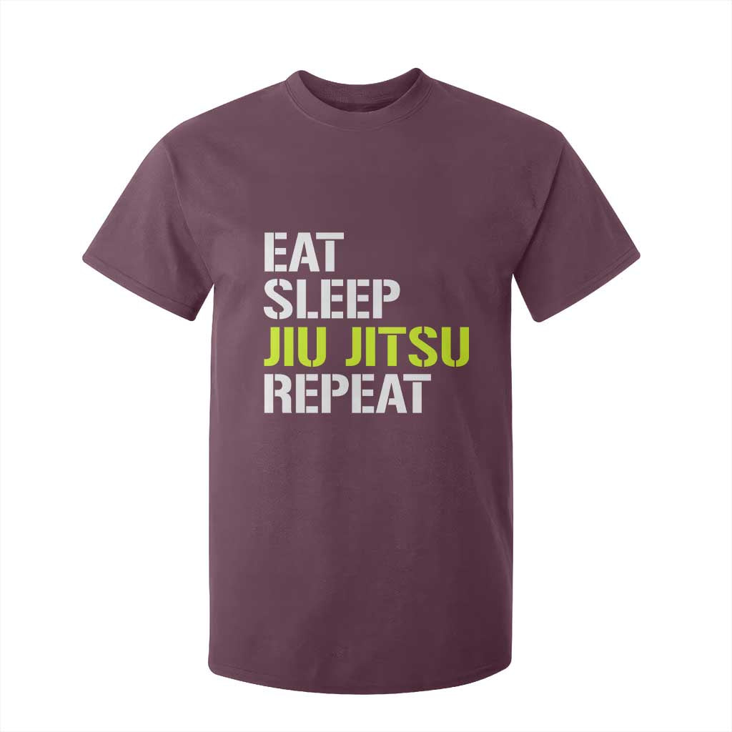 Eat Sleep Jiu Jitsu Repeat T Shirt For Kid Cool JiuJitsu BJJ TS10 Maroon Print Your Wear