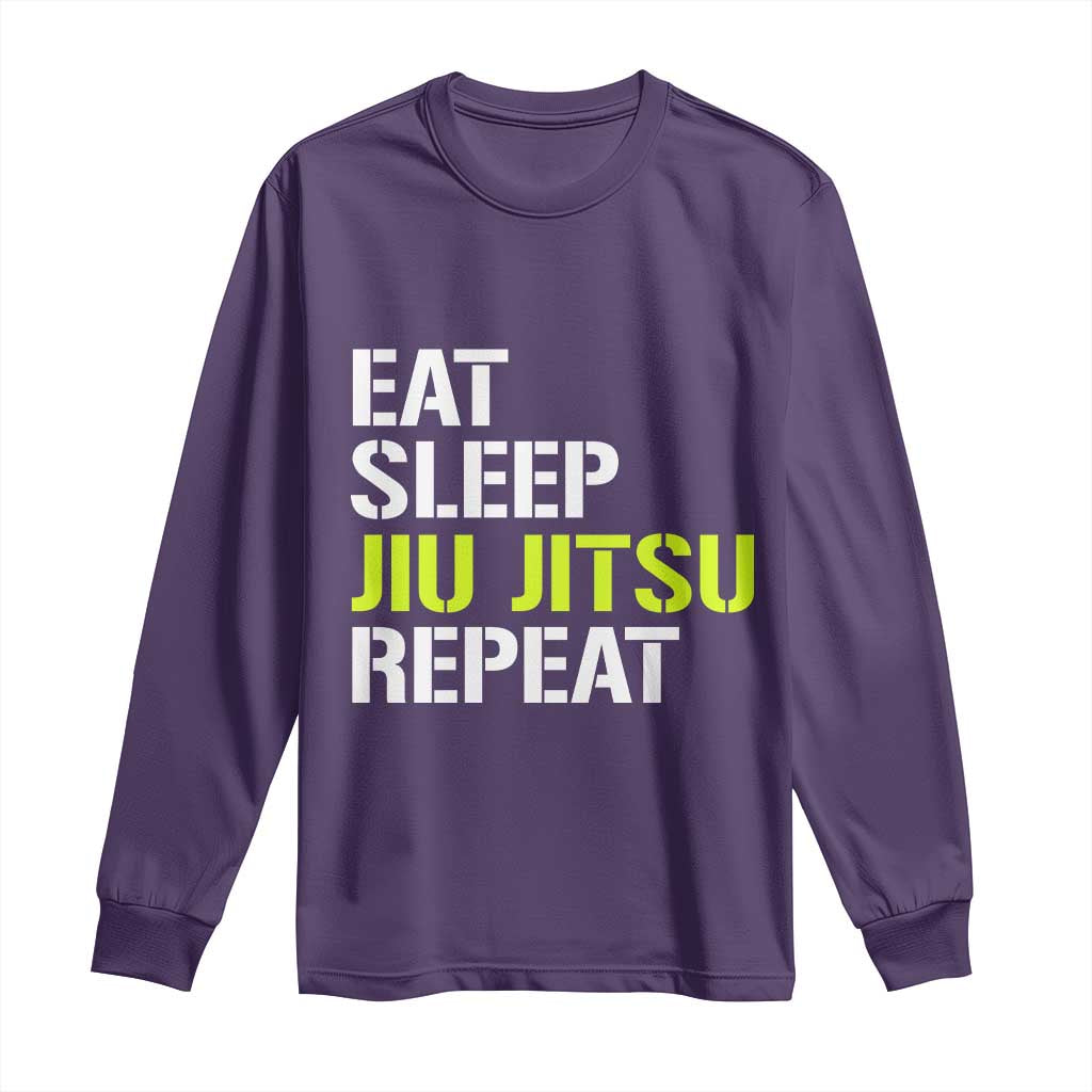 Eat Sleep Jiu Jitsu Repeat Long Sleeve Shirt Cool JiuJitsu BJJ TS10 Purple Print Your Wear