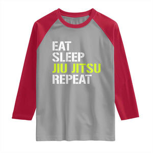 Eat Sleep Jiu Jitsu Repeat Raglan Shirt Cool JiuJitsu BJJ TS10 Sport Gray Red Print Your Wear