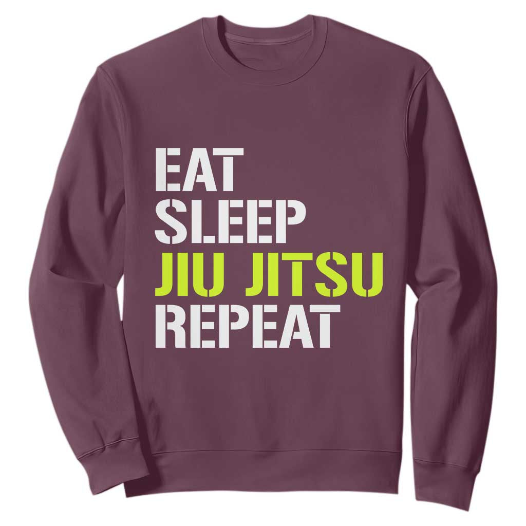 Eat Sleep Jiu Jitsu Repeat Sweatshirt Cool JiuJitsu BJJ TS10 Maroon Print Your Wear