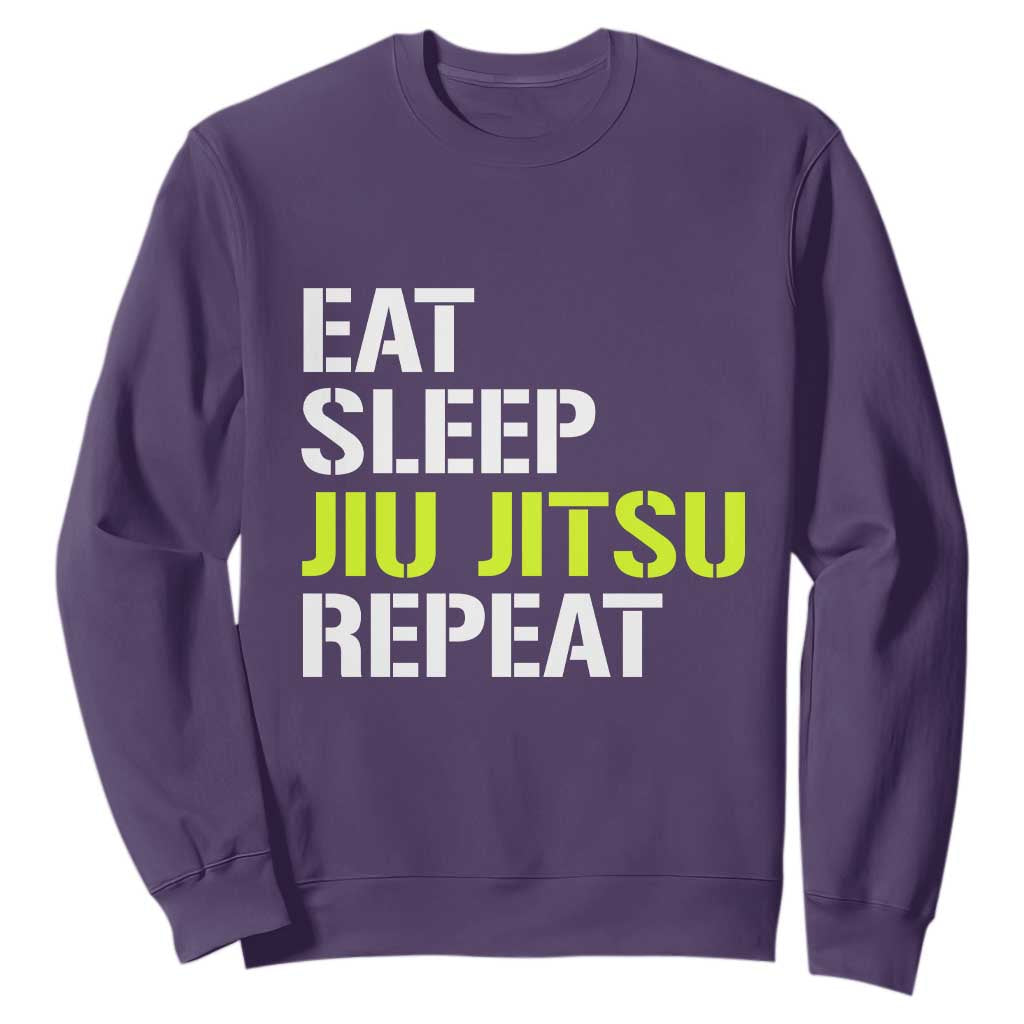 Eat Sleep Jiu Jitsu Repeat Sweatshirt Cool JiuJitsu BJJ TS10 Purple Print Your Wear