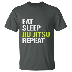 Eat Sleep Jiu Jitsu Repeat T Shirt Cool JiuJitsu BJJ TS10 Dark Heather Print Your Wear
