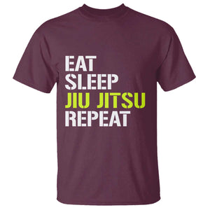 Eat Sleep Jiu Jitsu Repeat T Shirt Cool JiuJitsu BJJ TS10 Maroon Print Your Wear