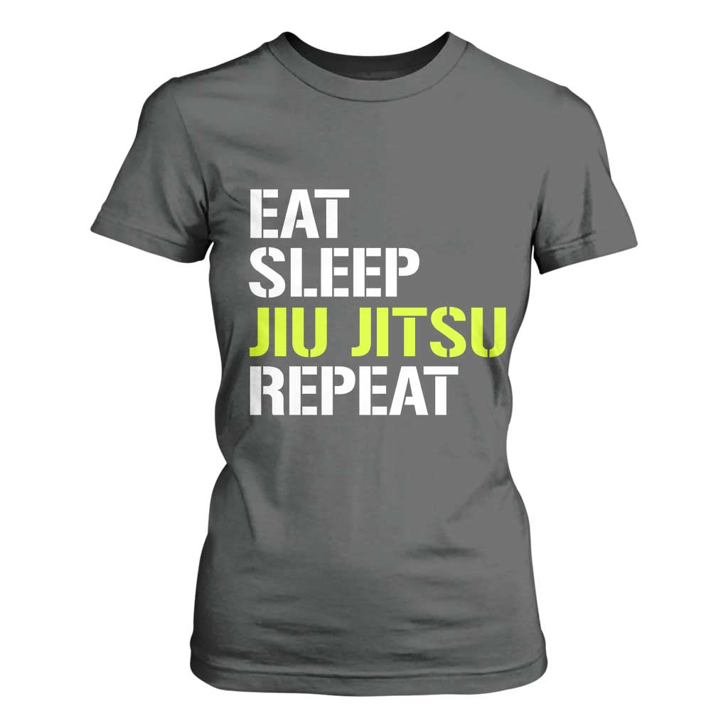 Eat Sleep Jiu Jitsu Repeat T Shirt For Women Cool JiuJitsu BJJ TS10 Dark Heather Print Your Wear