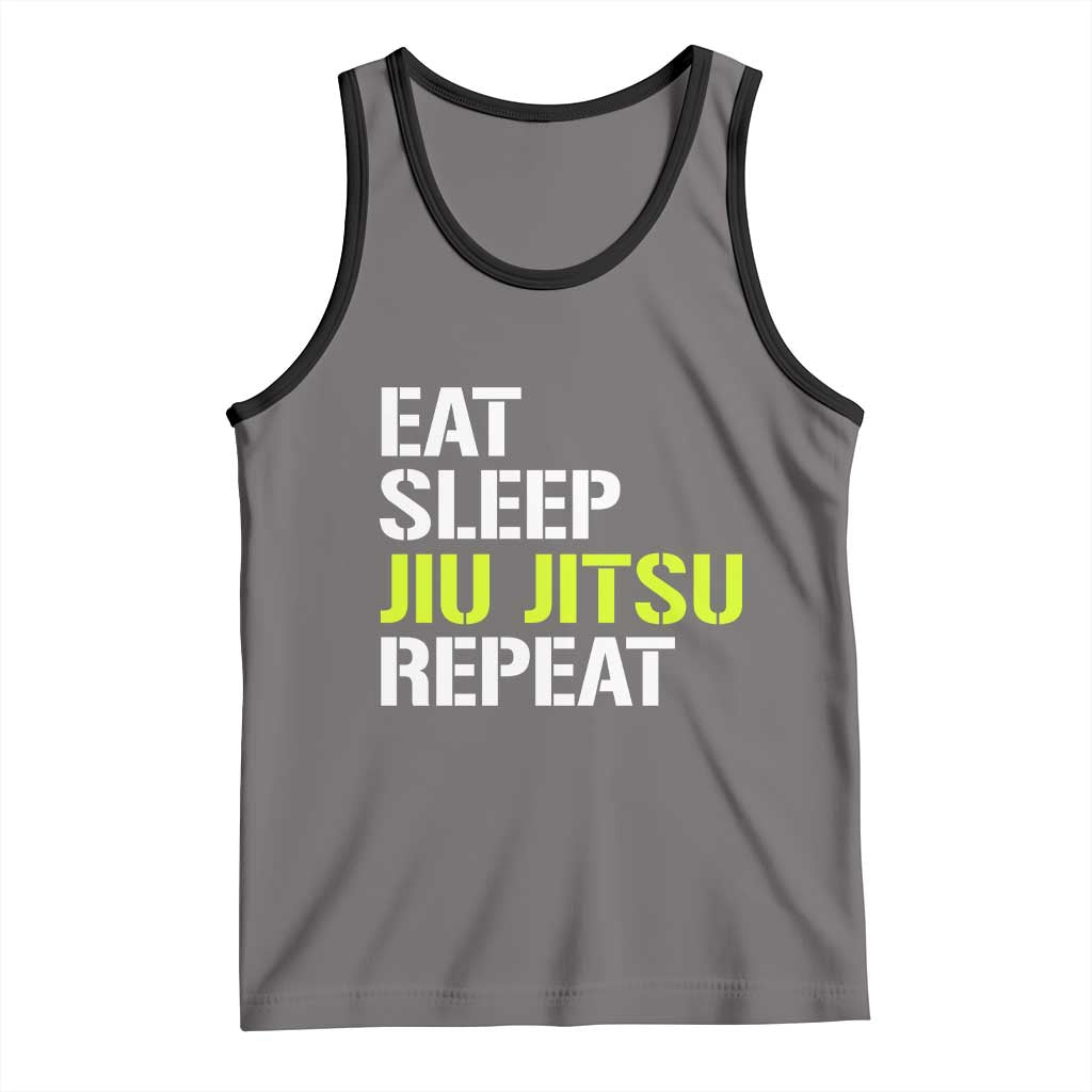 Eat Sleep Jiu Jitsu Repeat Tank Top Cool JiuJitsu BJJ TS10 Deep Heather Black Print Your Wear