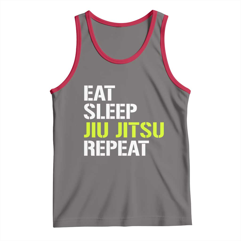 Eat Sleep Jiu Jitsu Repeat Tank Top Cool JiuJitsu BJJ TS10 Deep Heather Red Print Your Wear