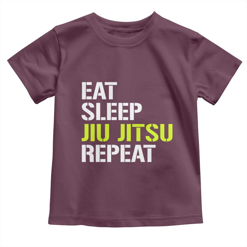 Eat Sleep Jiu Jitsu Repeat Toddler T Shirt Cool JiuJitsu BJJ TS10 Maroon Print Your Wear