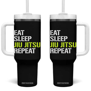 Eat Sleep Jiu Jitsu Repeat Tumbler With Handle Cool JiuJitsu BJJ TS10 One Size: 40 oz Black Print Your Wear