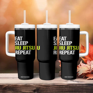 Eat Sleep Jiu Jitsu Repeat Tumbler With Handle Cool JiuJitsu BJJ TS10 Print Your Wear