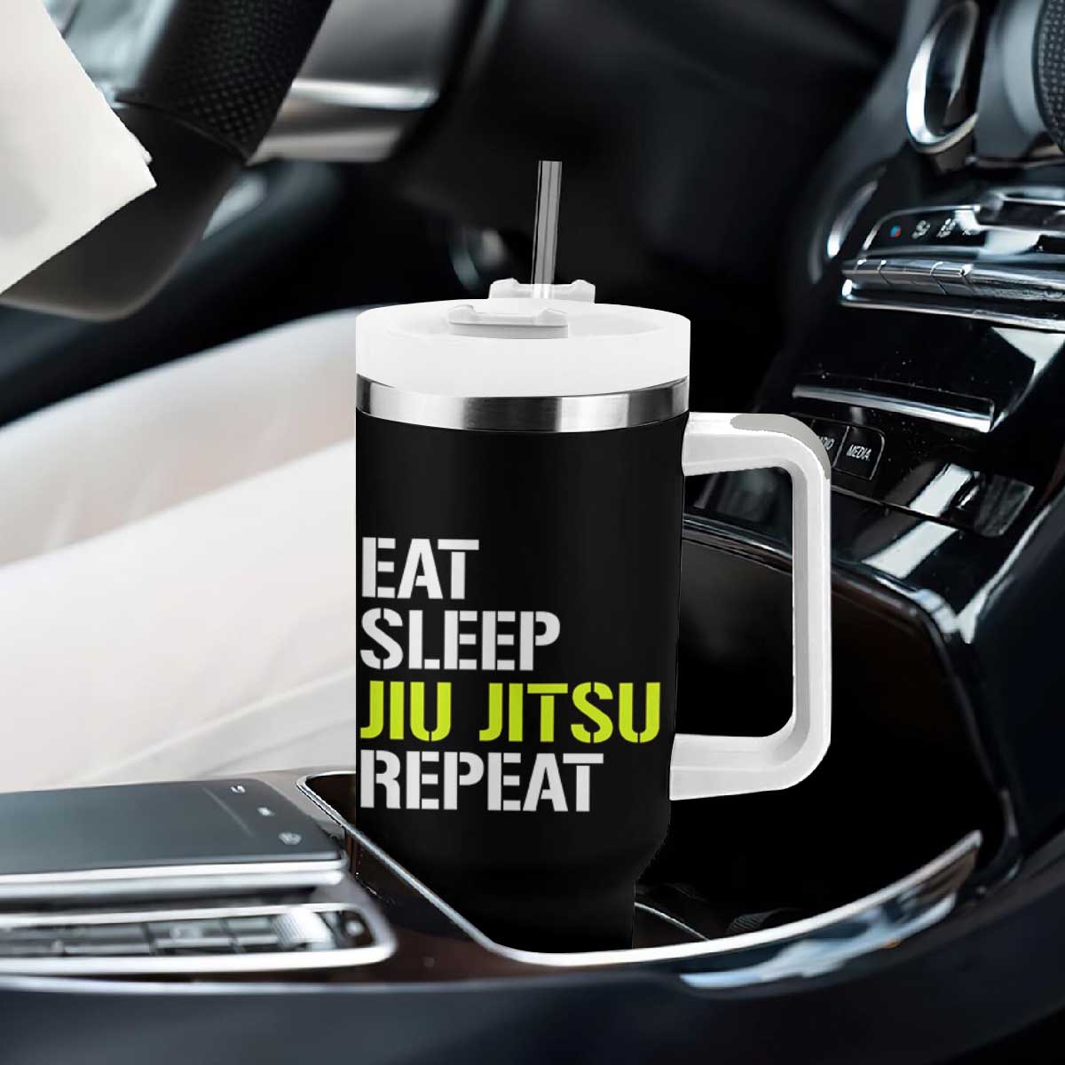 Eat Sleep Jiu Jitsu Repeat Tumbler With Handle Cool JiuJitsu BJJ TS10 Print Your Wear