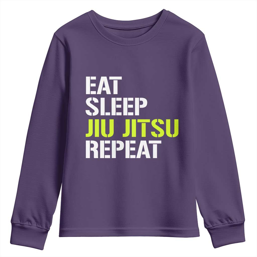 Eat Sleep Jiu Jitsu Repeat Youth Sweatshirt Cool JiuJitsu BJJ TS10 Purple Print Your Wear