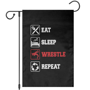 Eat Sleep Wrestle Repeat Garden Flag Funny Wrestling Gym TS10 Black Print Your Wear