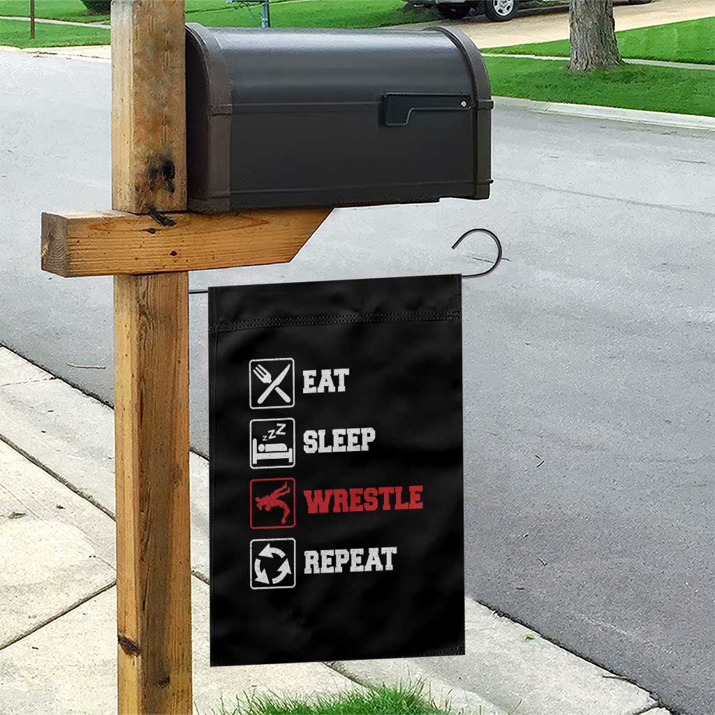Eat Sleep Wrestle Repeat Garden Flag Funny Wrestling Gym TS10 Print Your Wear