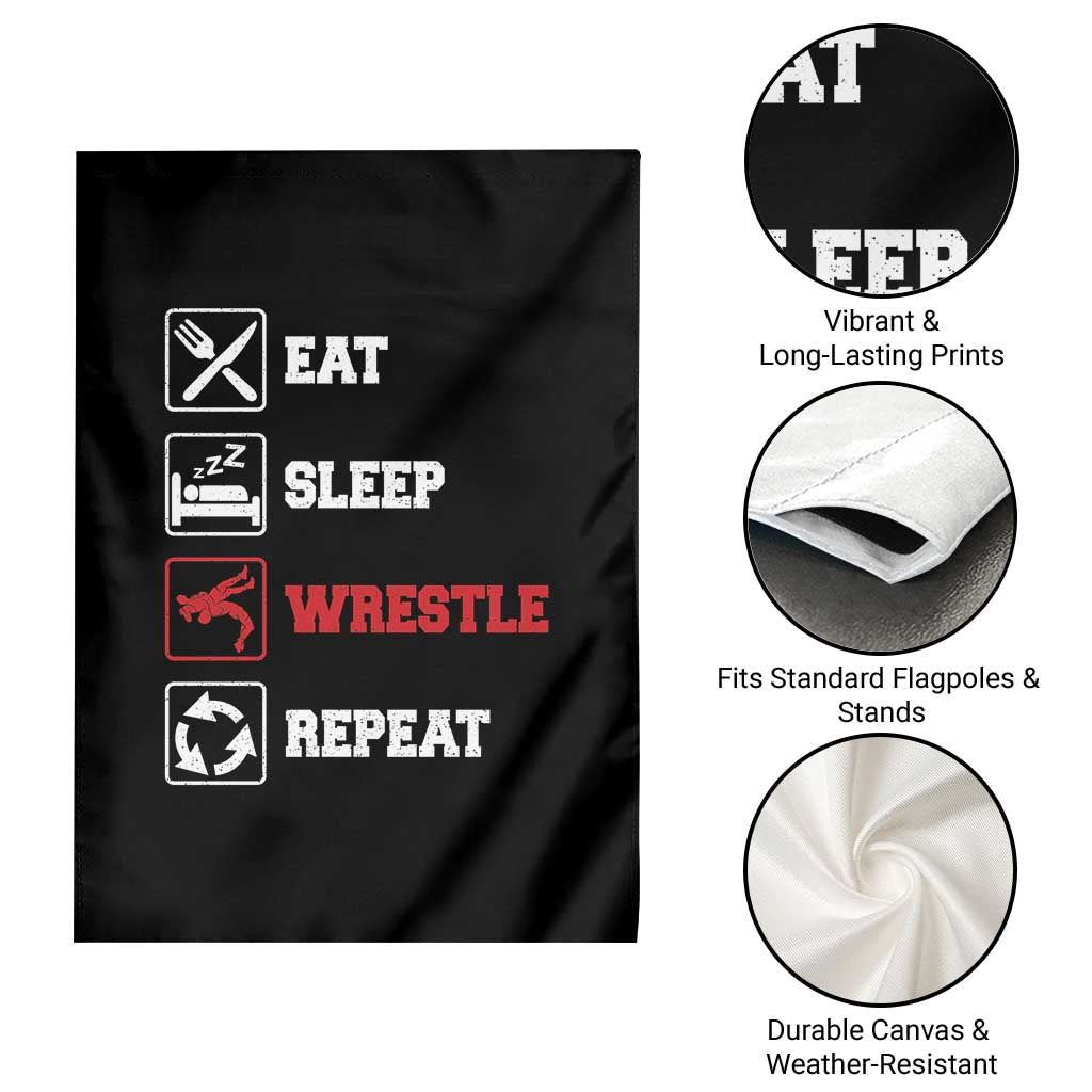 Eat Sleep Wrestle Repeat Garden Flag Funny Wrestling Gym TS10 Print Your Wear