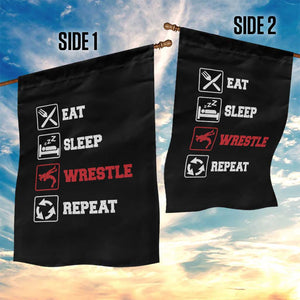 Eat Sleep Wrestle Repeat Garden Flag Funny Wrestling Gym TS10 Print Your Wear