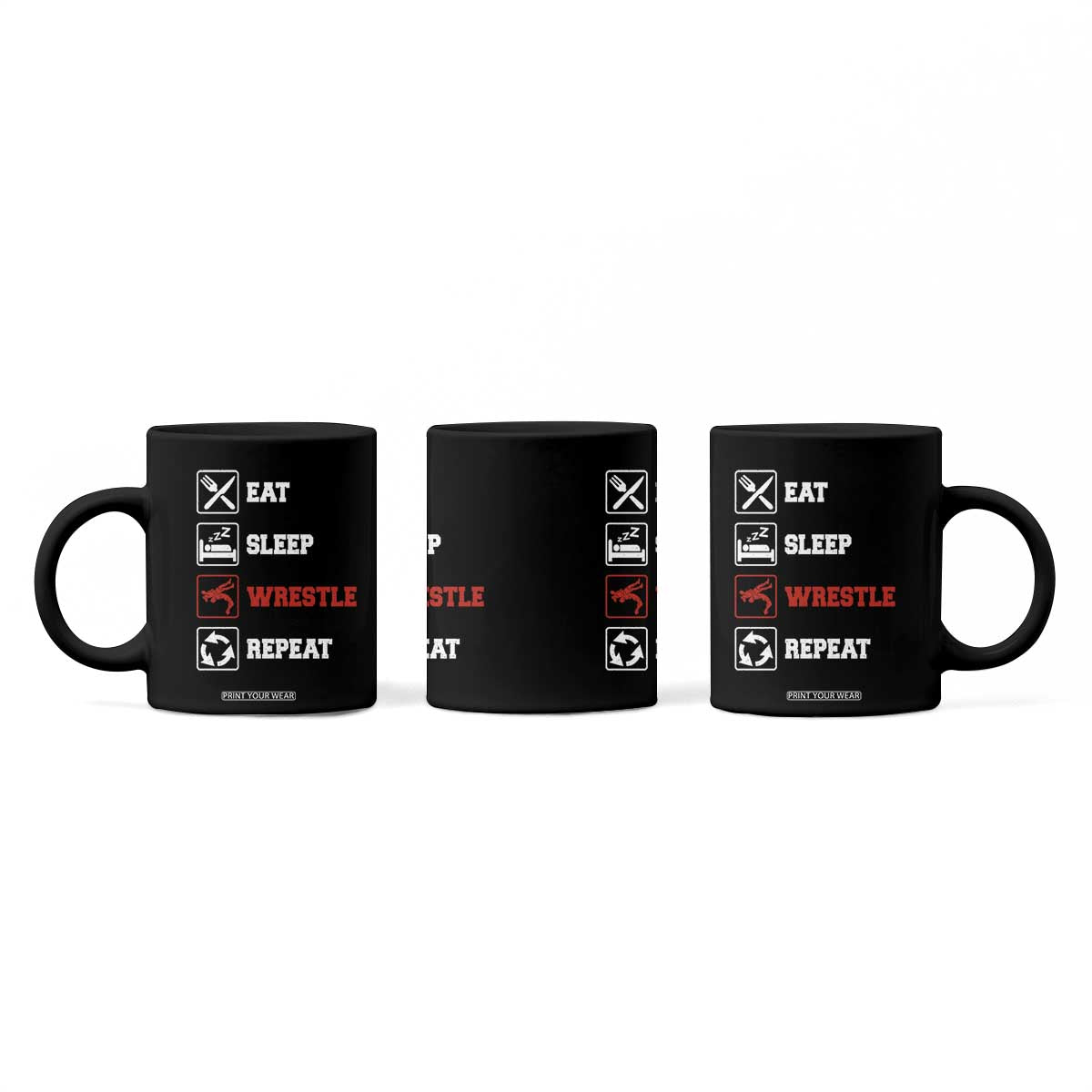 Eat Sleep Wrestle Repeat Coffee Mug Funny Wrestling Gym TS10 Print Your Wear
