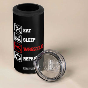 Eat Sleep Wrestle Repeat 4 in 1 Can Cooler Tumbler Funny Wrestling Gym TS10 Print Your Wear