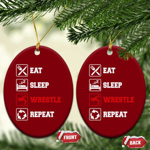 Eat Sleep Wrestle Repeat Ceramic Ornament Funny Wrestling Gym TS10 Print Your Wear