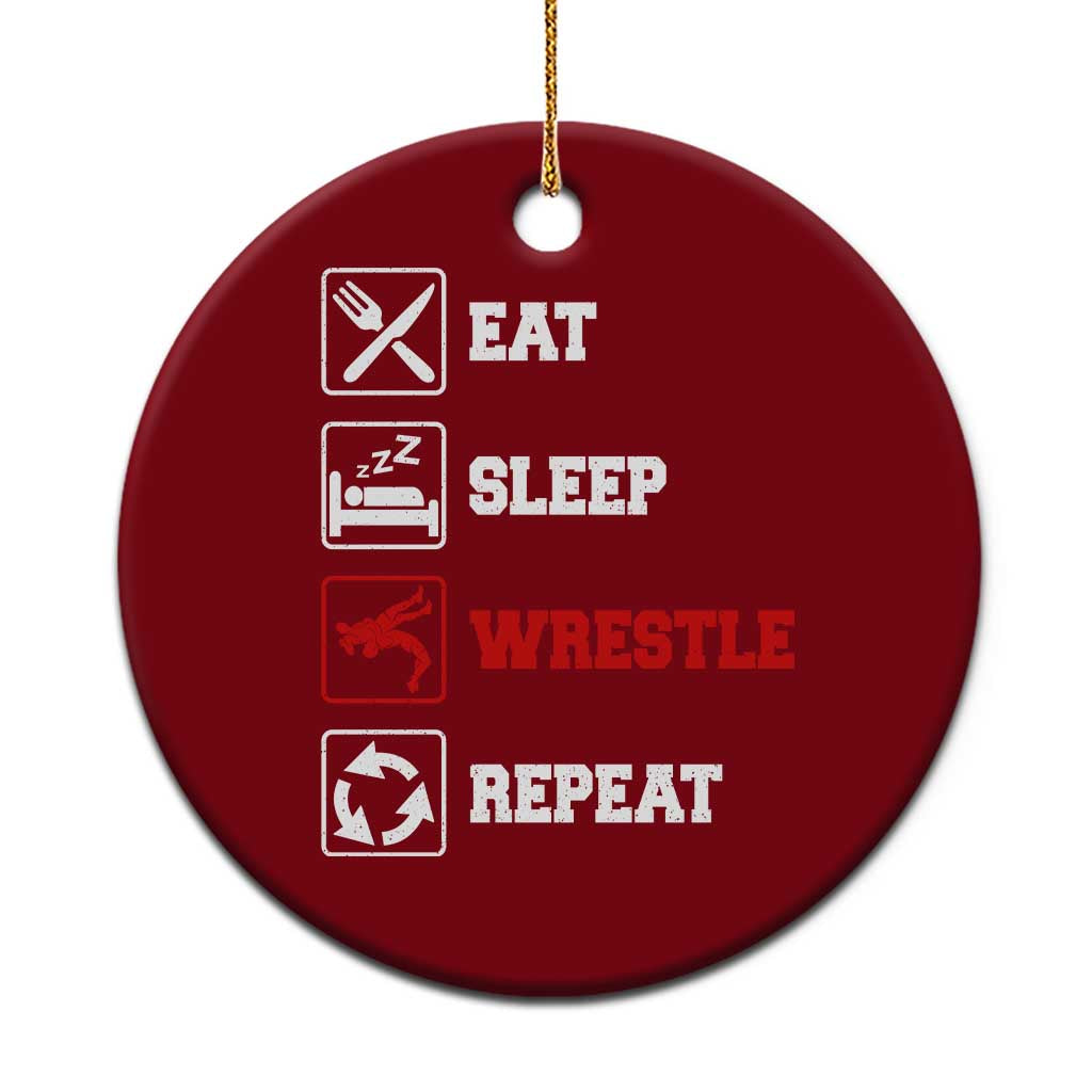 Eat Sleep Wrestle Repeat Ceramic Ornament Funny Wrestling Gym TS10 1pc Red Print Your Wear