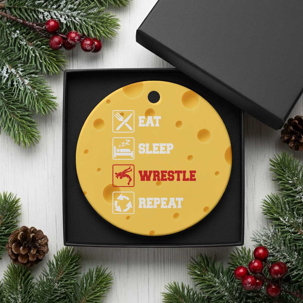 Eat Sleep Wrestle Repeat Ceramic Ornament Funny Wrestling Gym TS10 1pc Yellow Cheese Print Your Wear