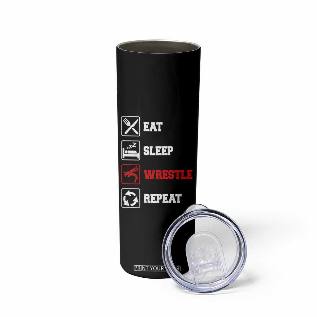 Eat Sleep Wrestle Repeat Skinny Tumbler Funny Wrestling Gym TS10 Print Your Wear
