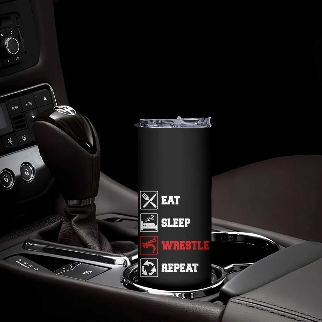 Eat Sleep Wrestle Repeat Skinny Tumbler Funny Wrestling Gym TS10 Print Your Wear
