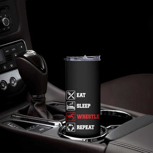 Eat Sleep Wrestle Repeat Skinny Tumbler Funny Wrestling Gym TS10 Print Your Wear