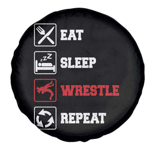Eat Sleep Wrestle Repeat Spare Tire Cover Funny Wrestling Gym TS10 Print Your Wear
