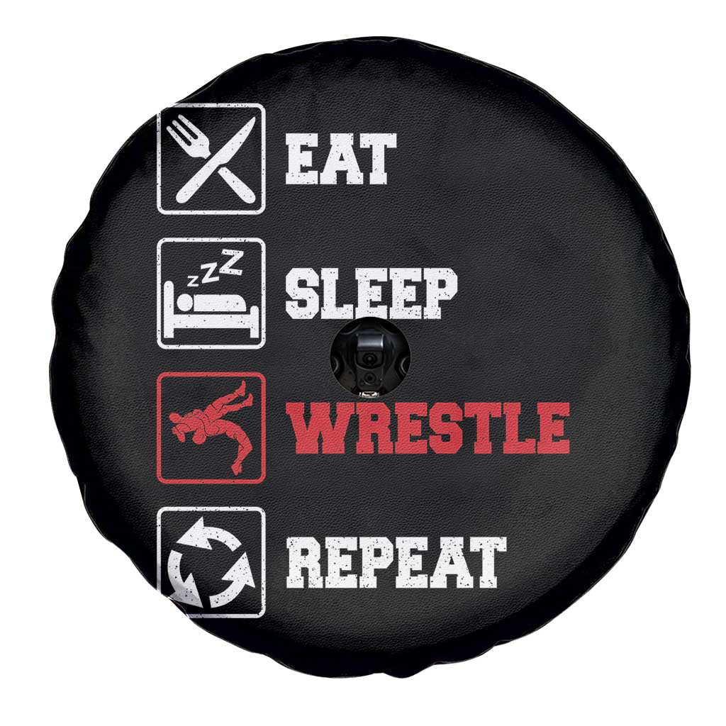 Eat Sleep Wrestle Repeat Spare Tire Cover Funny Wrestling Gym TS10 Print Your Wear