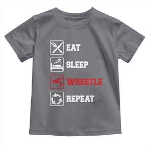 Eat Sleep Wrestle Repeat Toddler T Shirt Funny Wrestling Gym TS10 Charcoal Print Your Wear