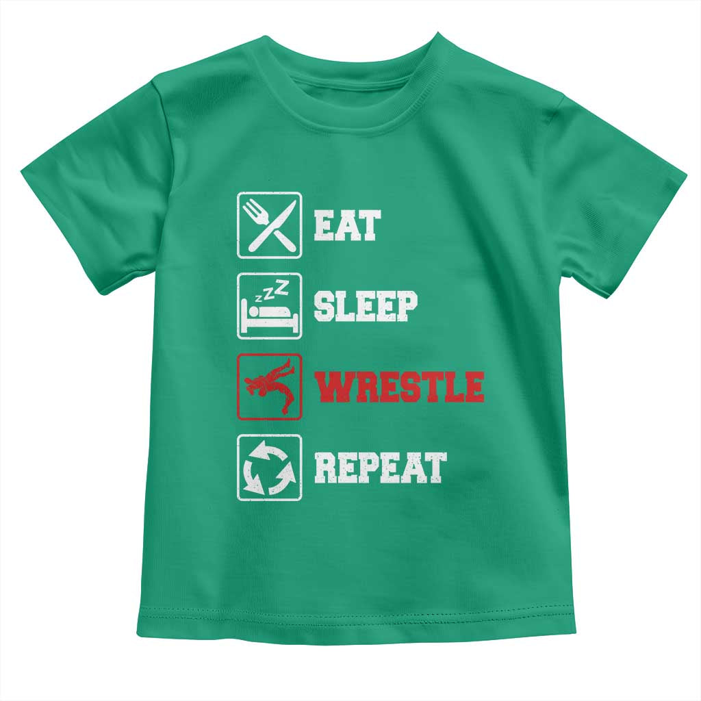 Eat Sleep Wrestle Repeat Toddler T Shirt Funny Wrestling Gym TS10 Irish Green Print Your Wear