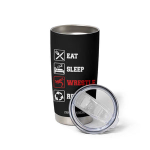 Eat Sleep Wrestle Repeat Tumbler Cup Funny Wrestling Gym TS10 Print Your Wear