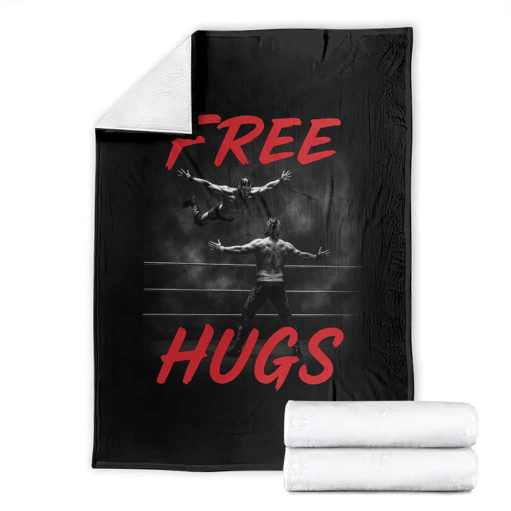Free Hugs Wrestling Throw Blanket Funny Luchador Mexican Wrestler TS10 Black Print Your Wear