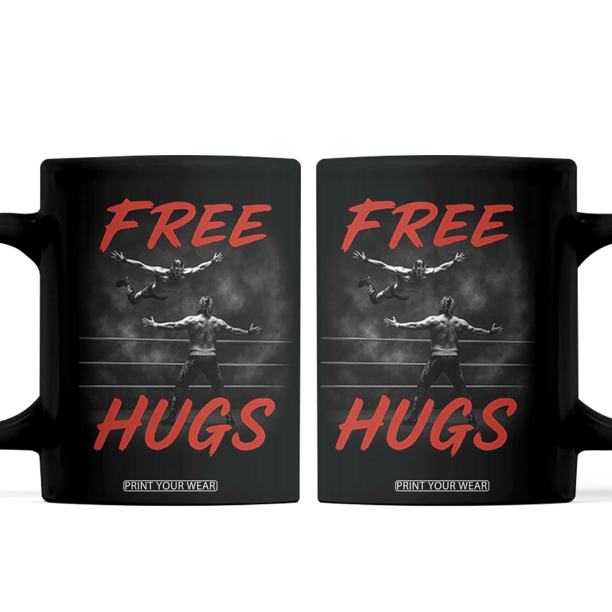 Free Hugs Wrestling Coffee Mug Funny Luchador Mexican Wrestler TS10 Black Print Your Wear